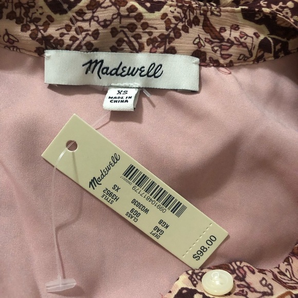 NWT MADEWELL Drawstring Top in Kaleidoscope Print Size XS - Picture 7 of 10